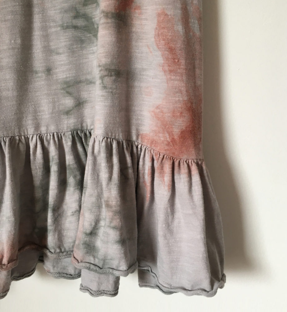 Tie dyed long tank top with frills