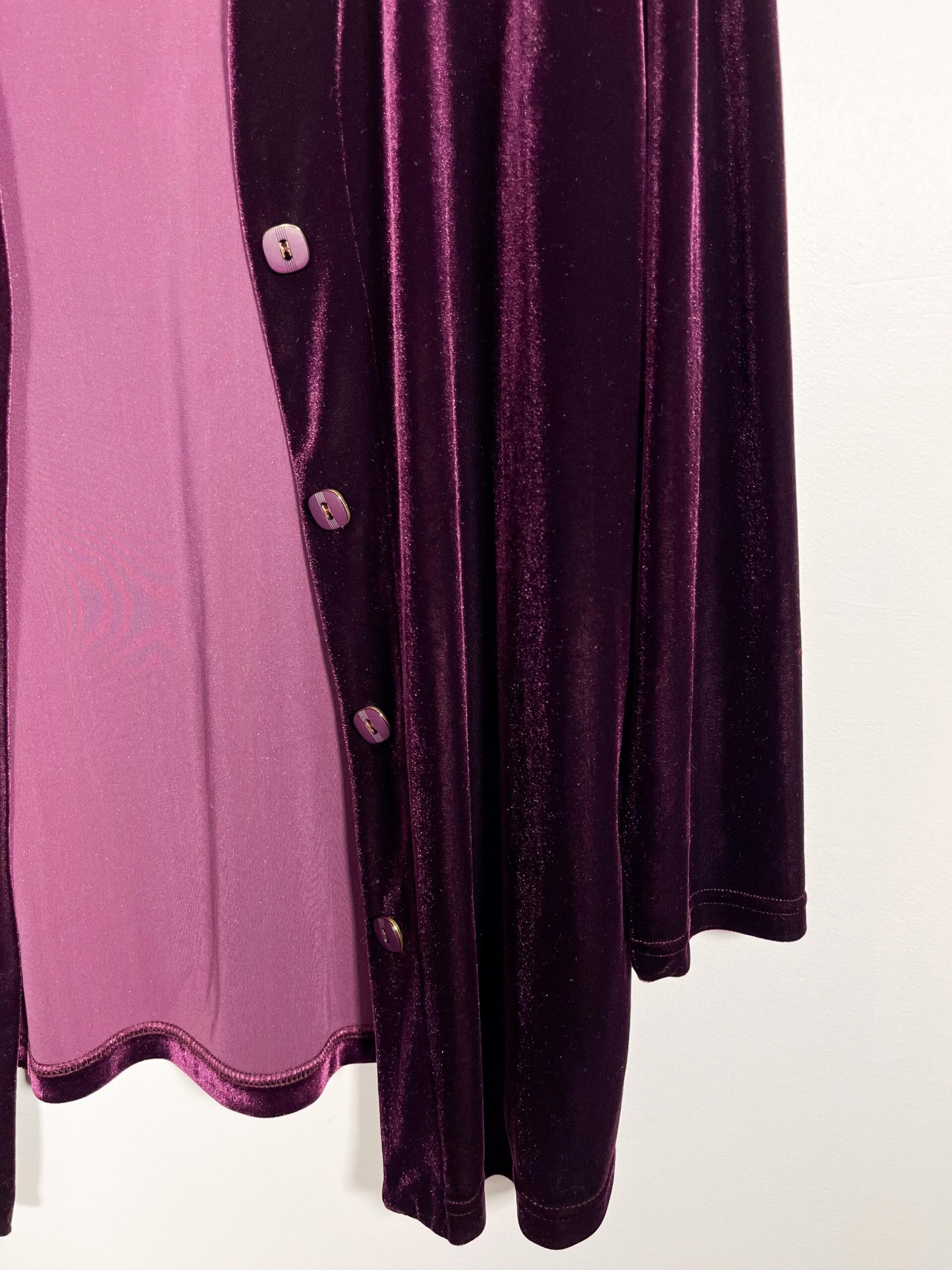 Vintage 80s / 90s velour mauve purple cardigan - medium
