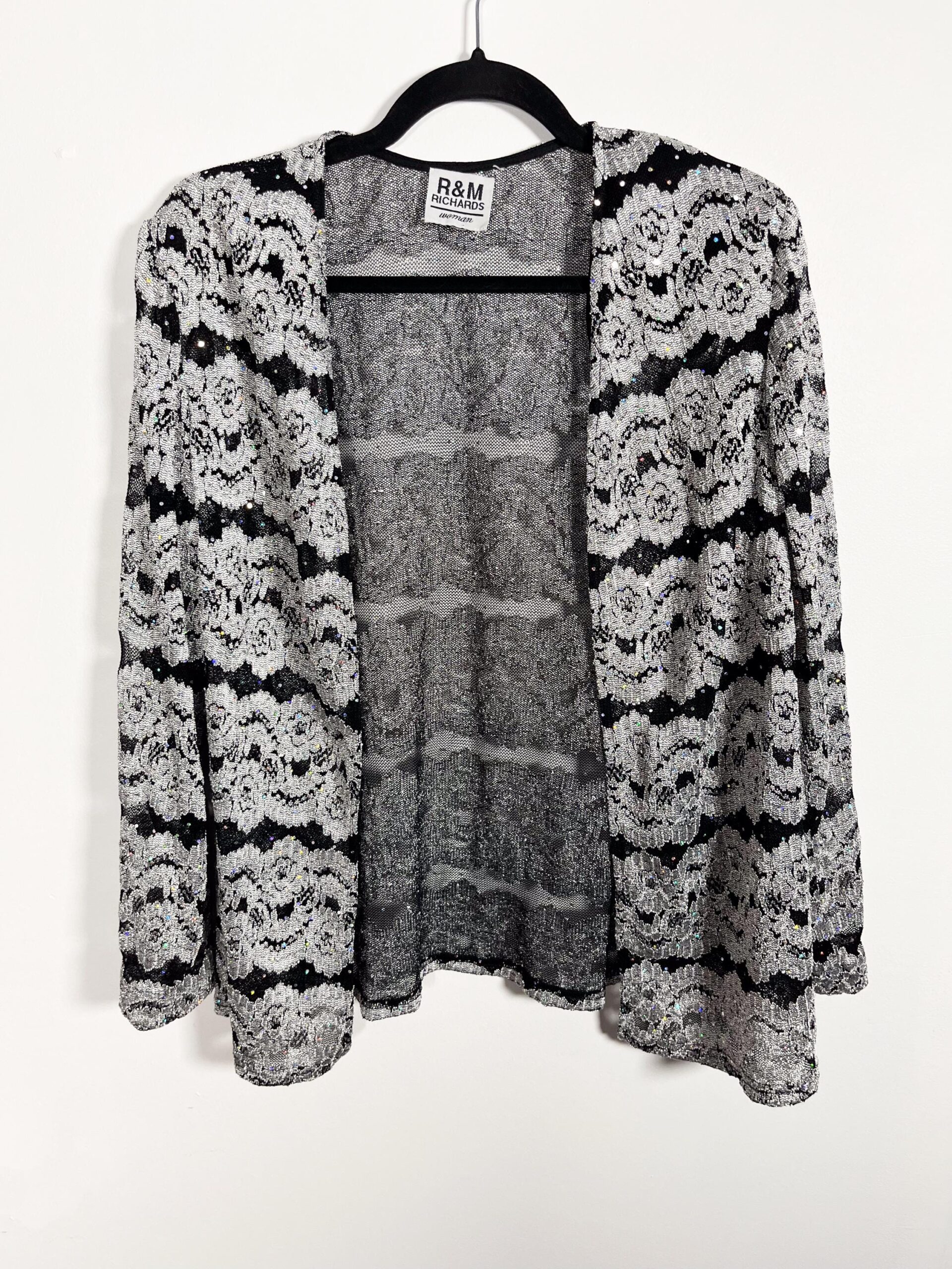 Vintage sparkly lacy 90s R&M Richards Woman cardigan and tank set