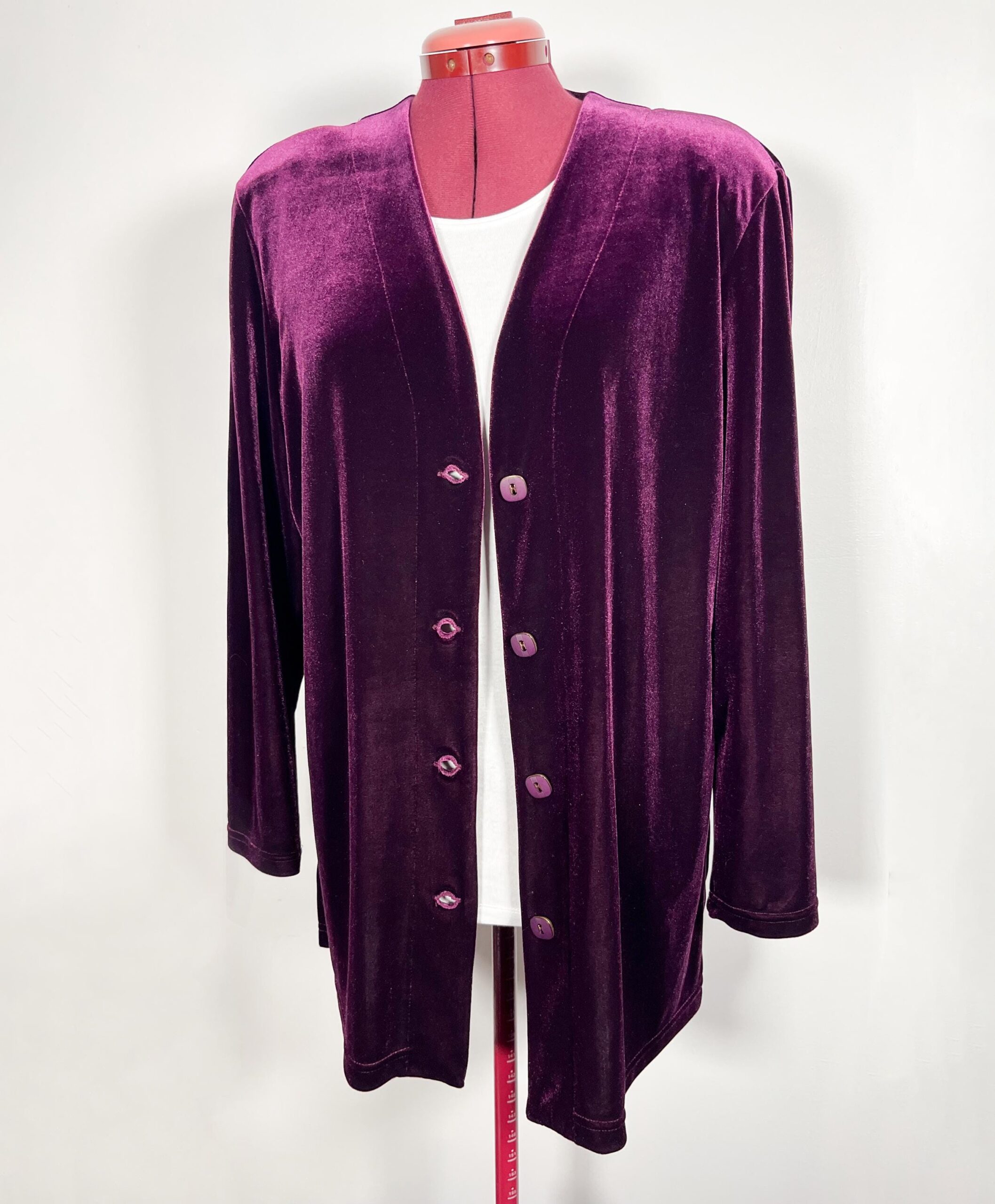 Vintage 80s / 90s velour mauve purple cardigan - medium