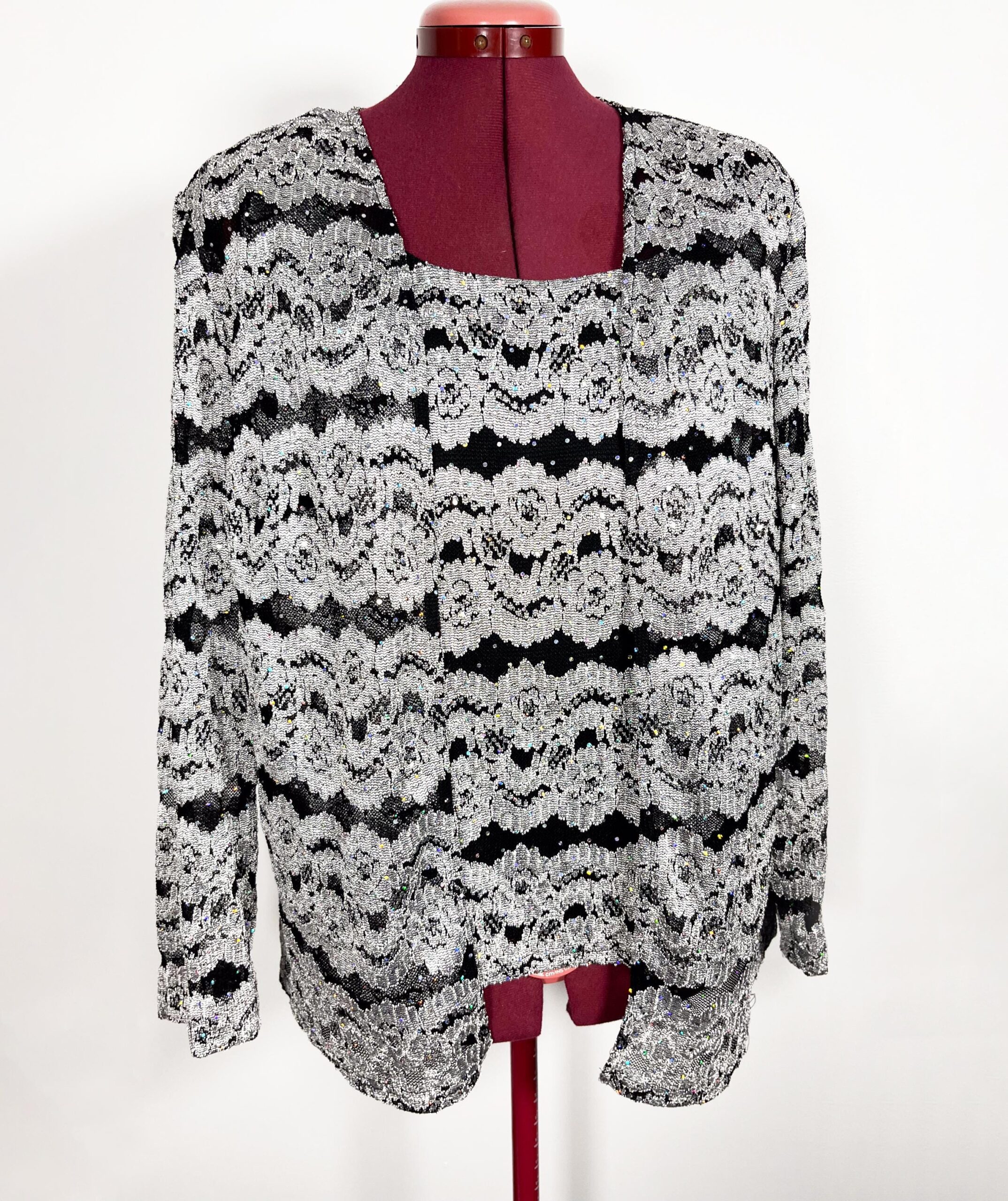 Vintage sparkly lacy 90s R&M Richards Woman cardigan and tank set