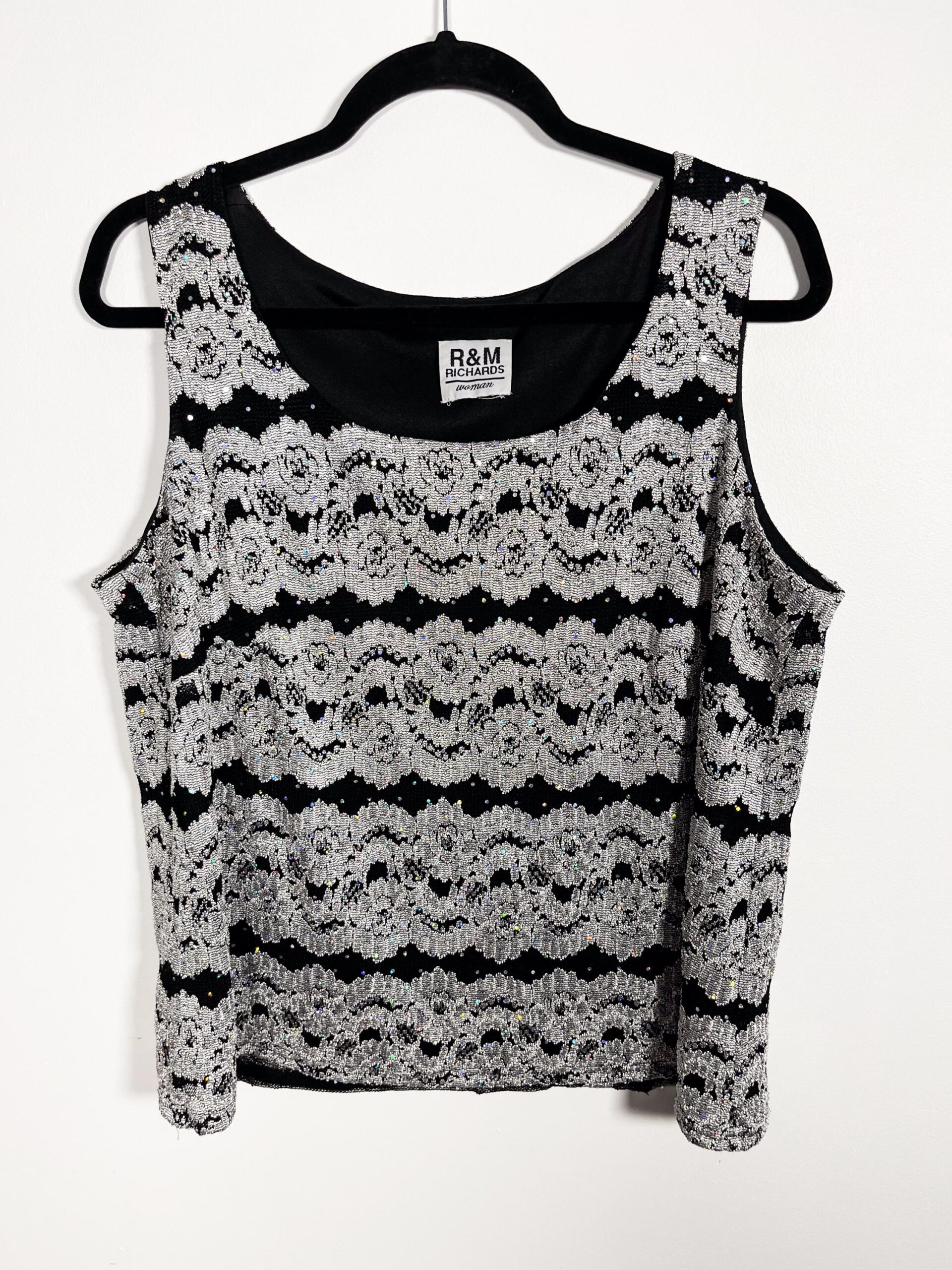 Vintage sparkly lacy 90s R&M Richards Woman cardigan and tank set
