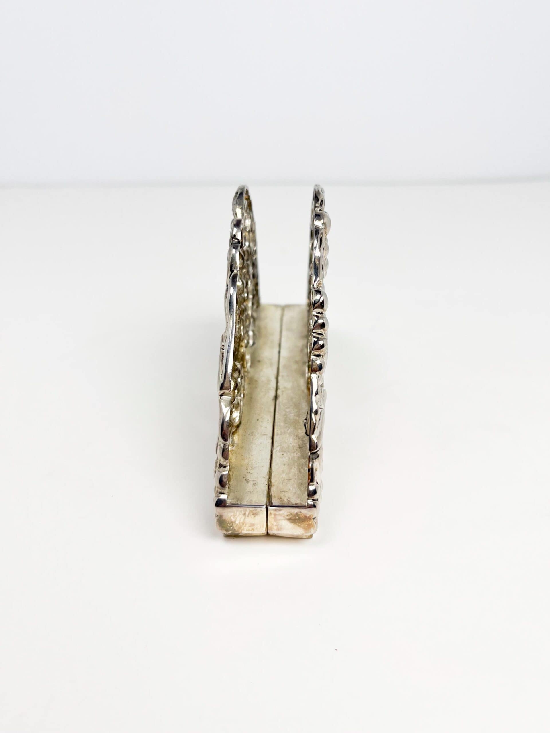 Vintage silver plated napkin holder with grapes and vines by Karshi