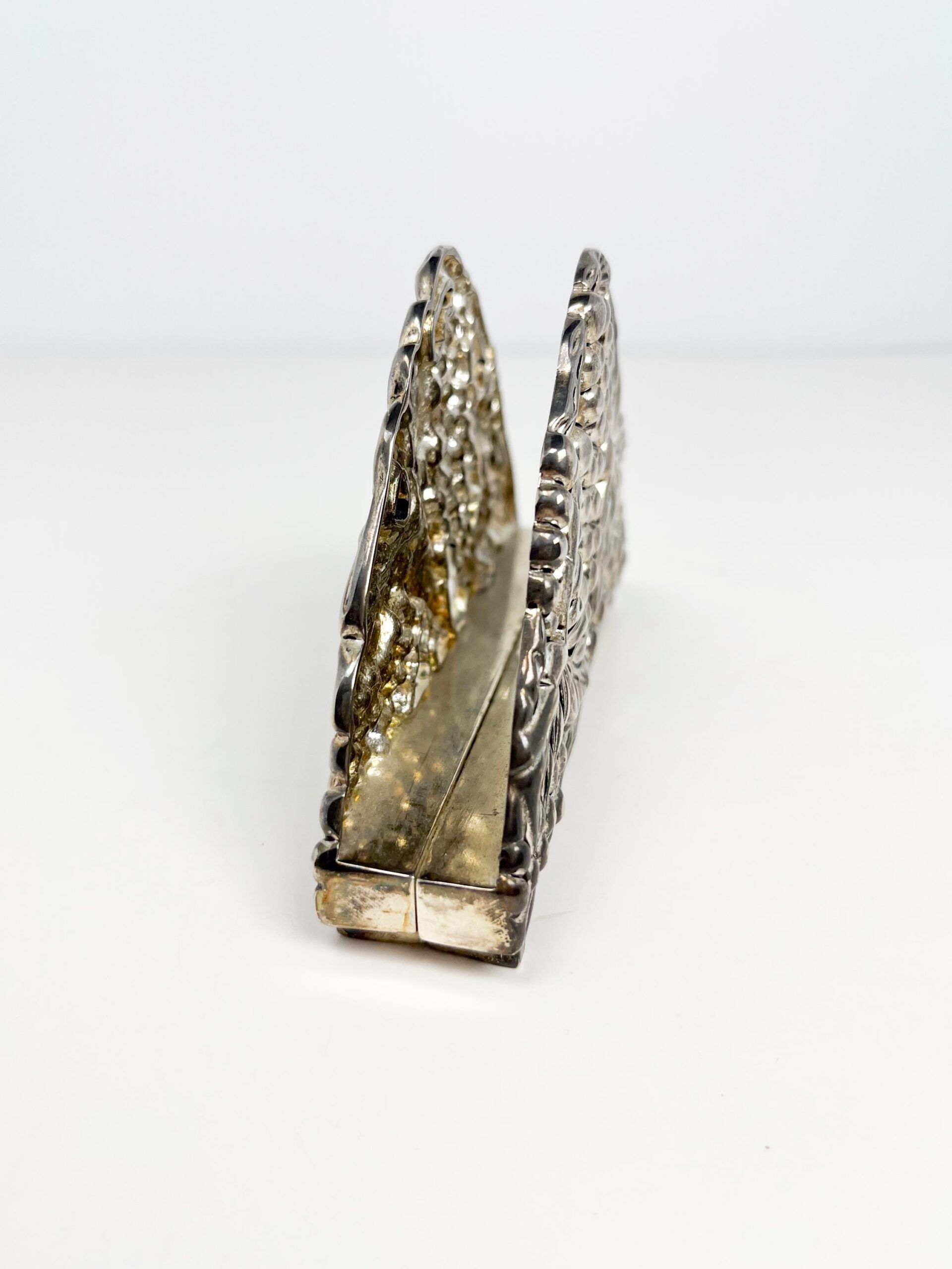 Vintage silver plated napkin holder with grapes and vines by Karshi