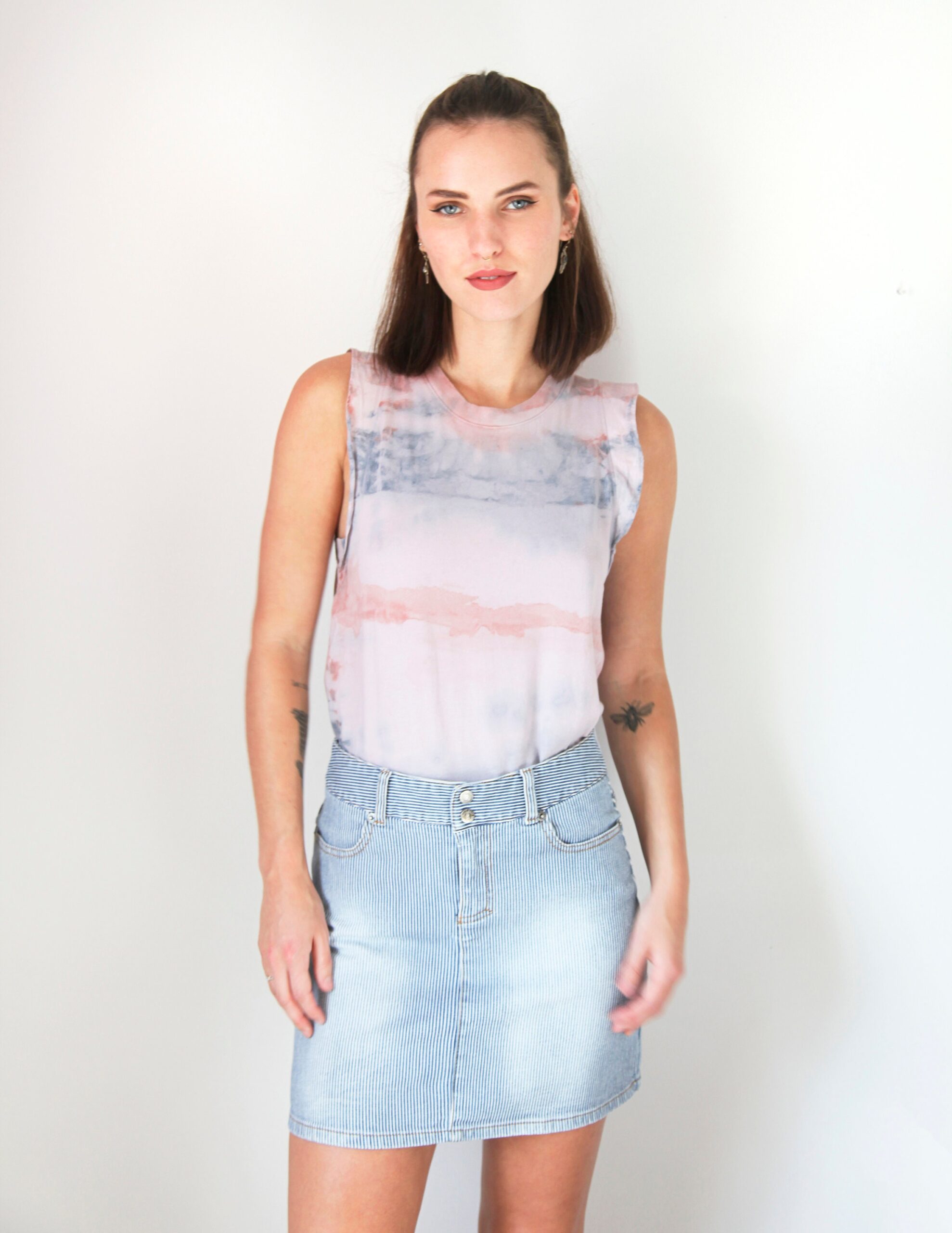 VINTAGE ROOTS SKIRT | pin striped denim mini skirt | size small