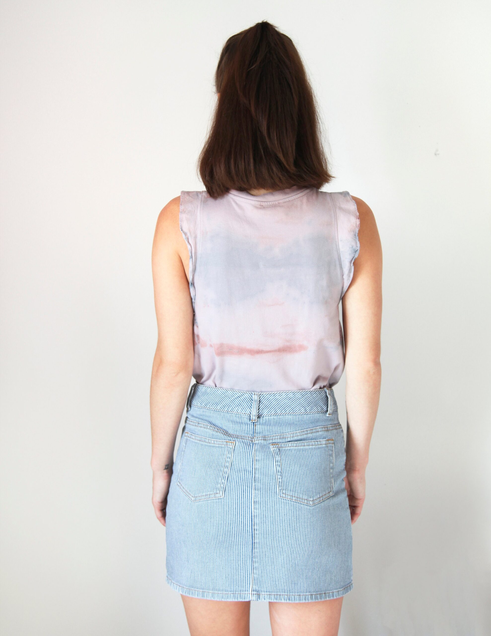 VINTAGE ROOTS SKIRT | pin striped denim mini skirt | size small