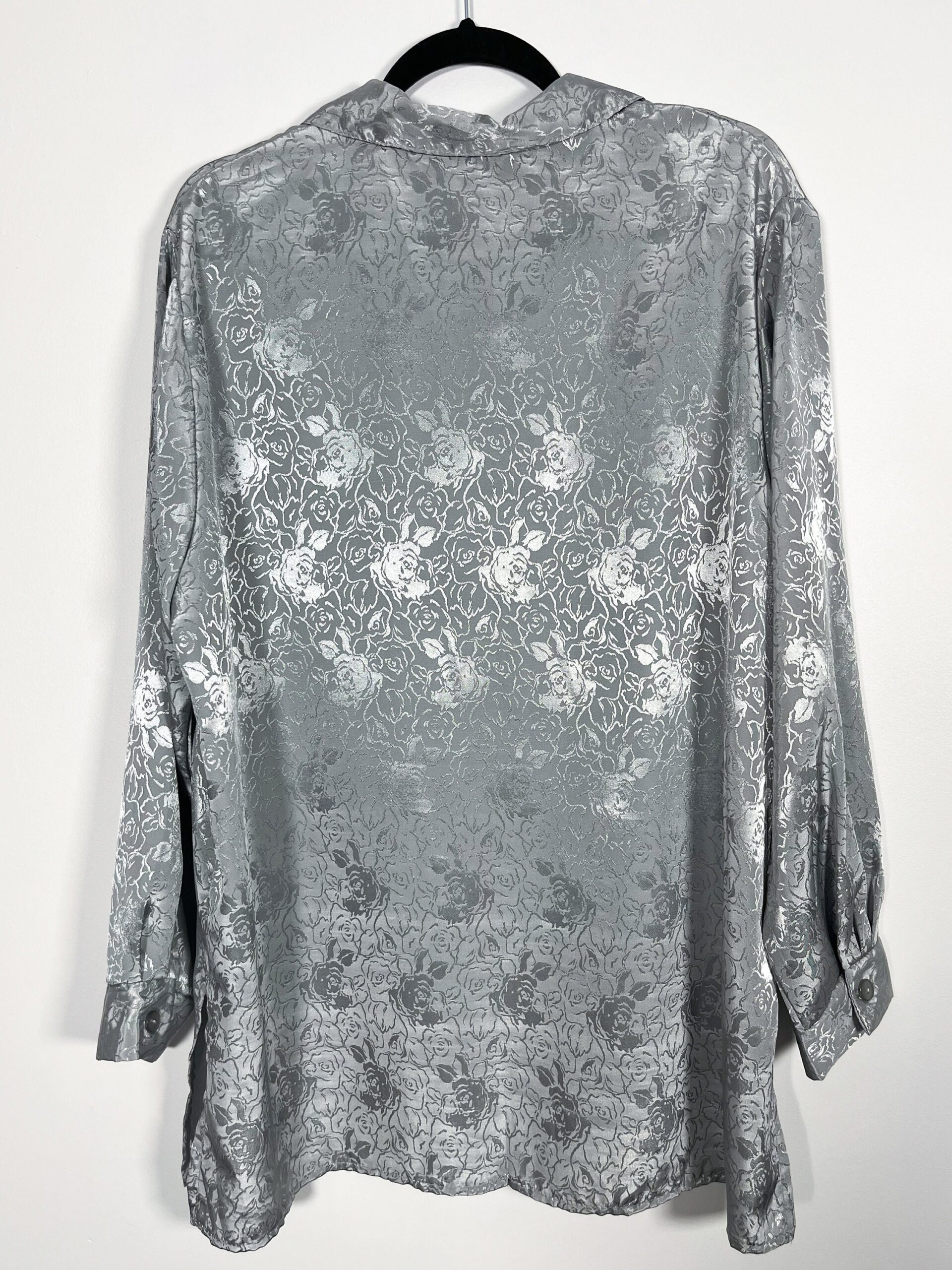 Vintage East West Woman grey blouse with floral print