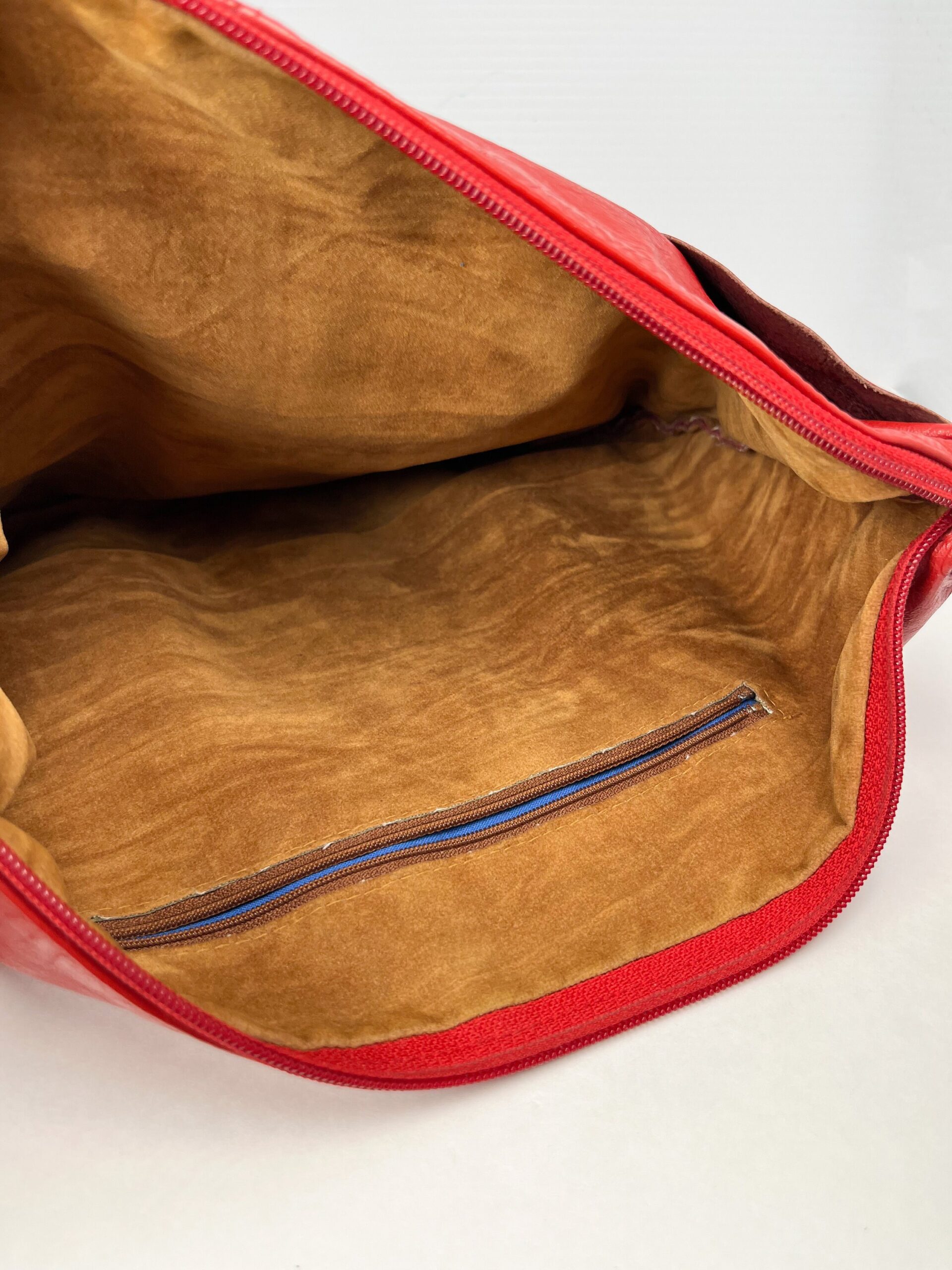 Vintage red leather 80s style purse with bow tie