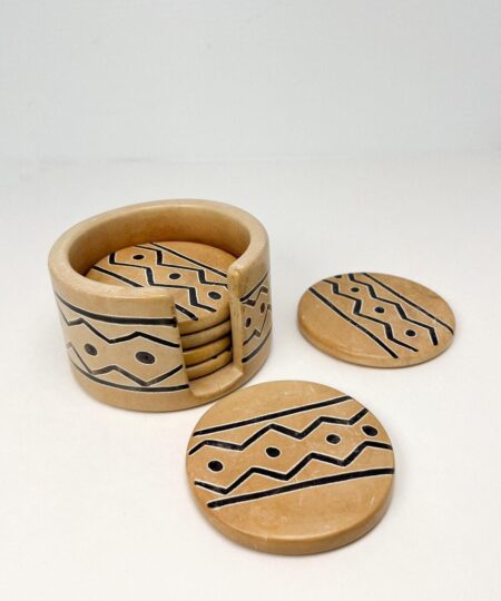 Soapstone coasters - set of 6 with holder