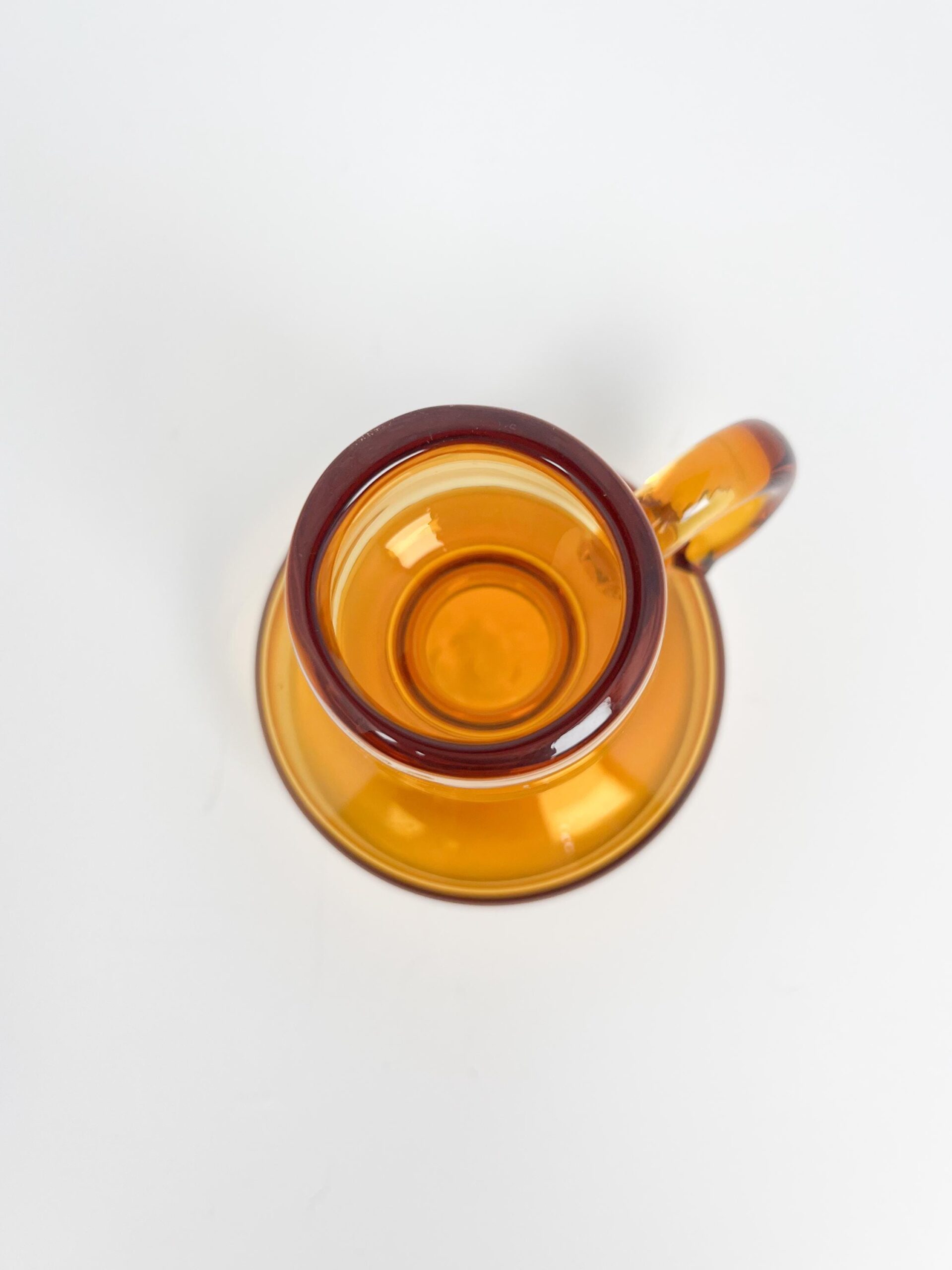 Vintage MCM amber coloured small art glass vase - hand blown