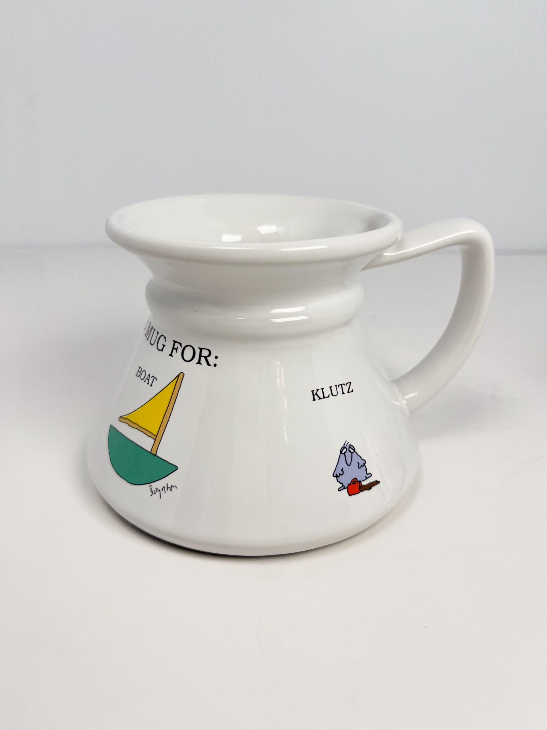 Vintage Untippable Mugs for Car, Trucks, Boat, and Klutz - no slip bottom - Sandra Boynton