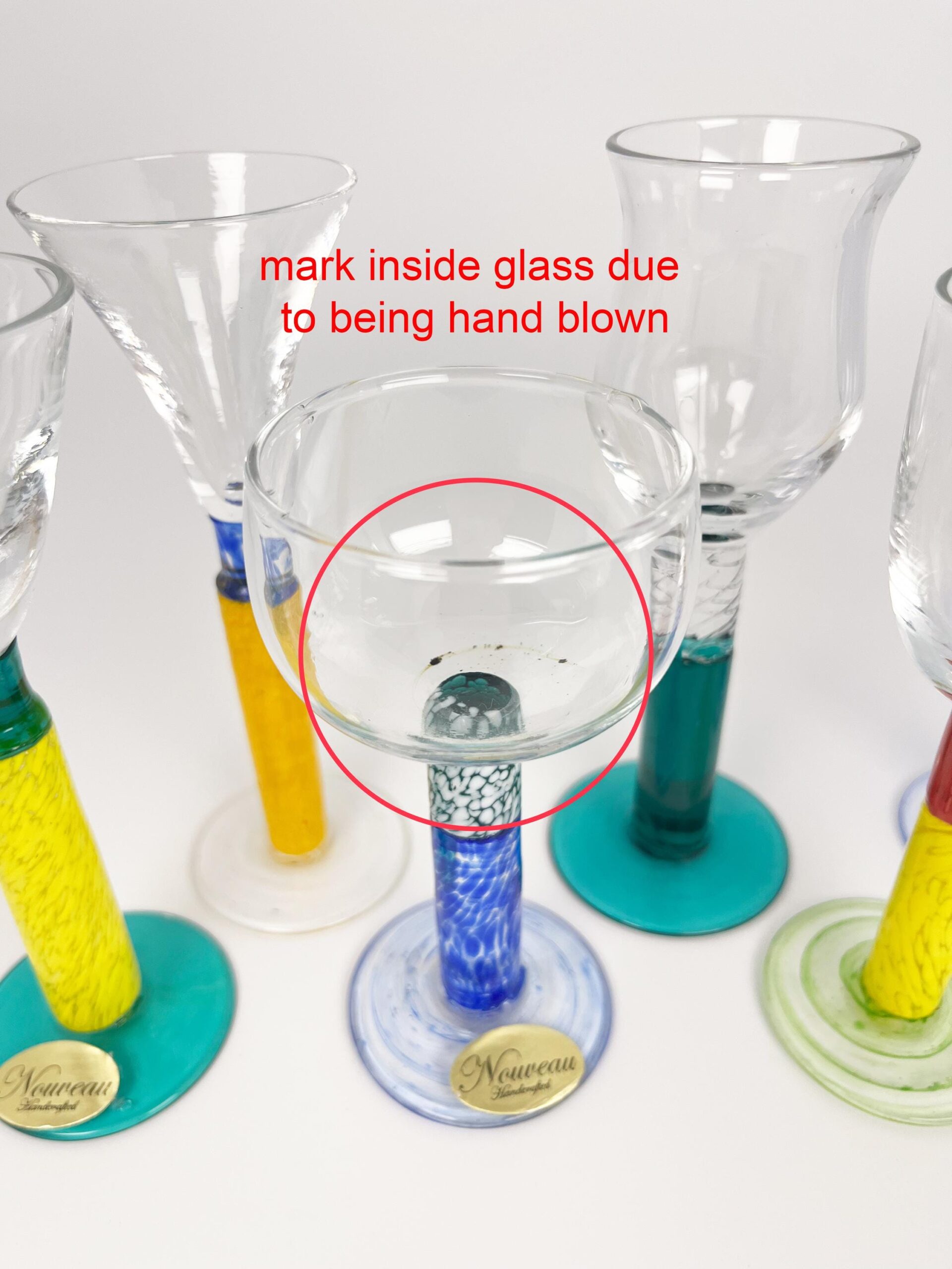 Vintage multi colour art glass cordials - colourful hand blown shot glasses made in the Czech Republic