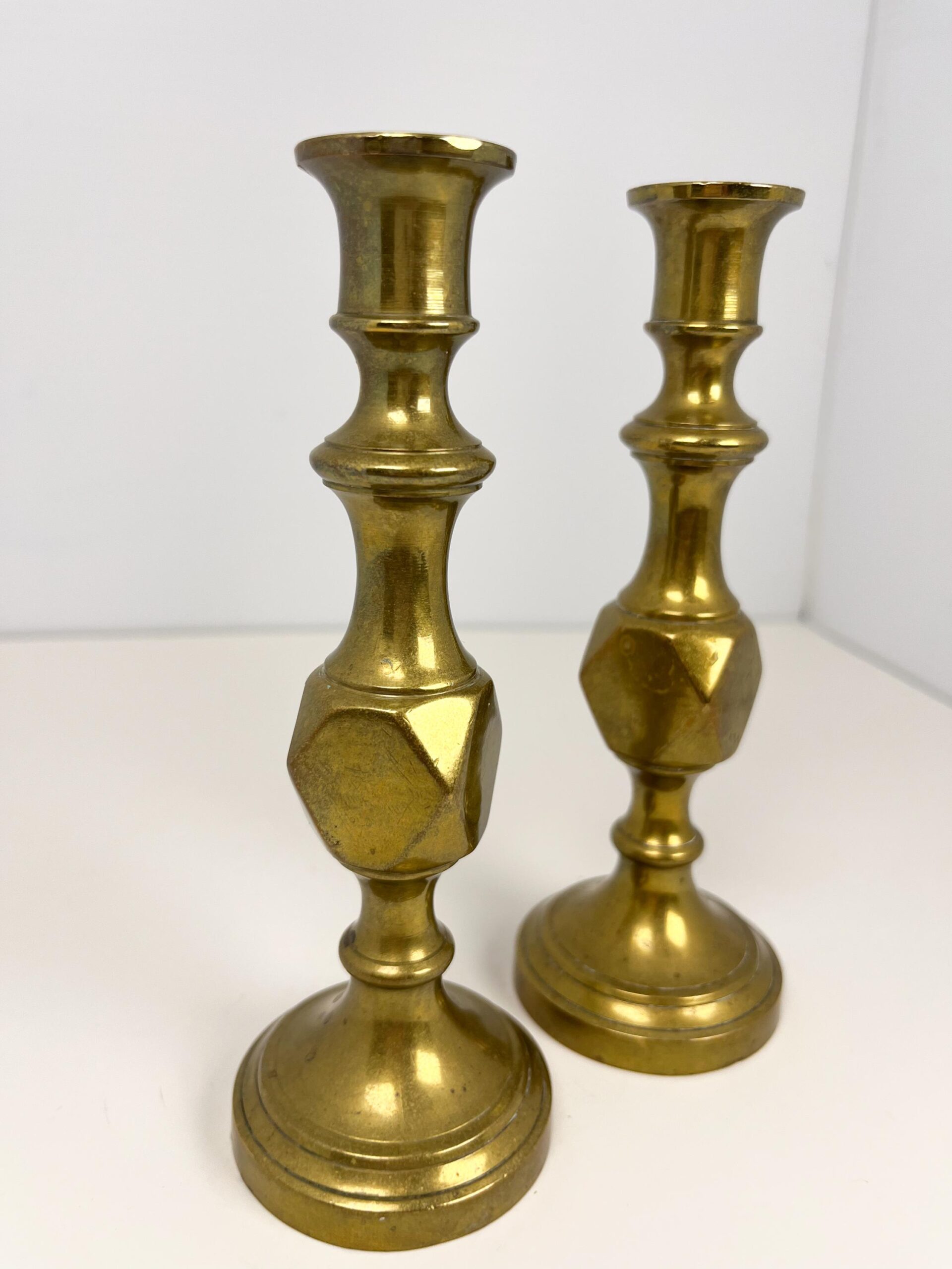 Vintage brass candlestick holders set