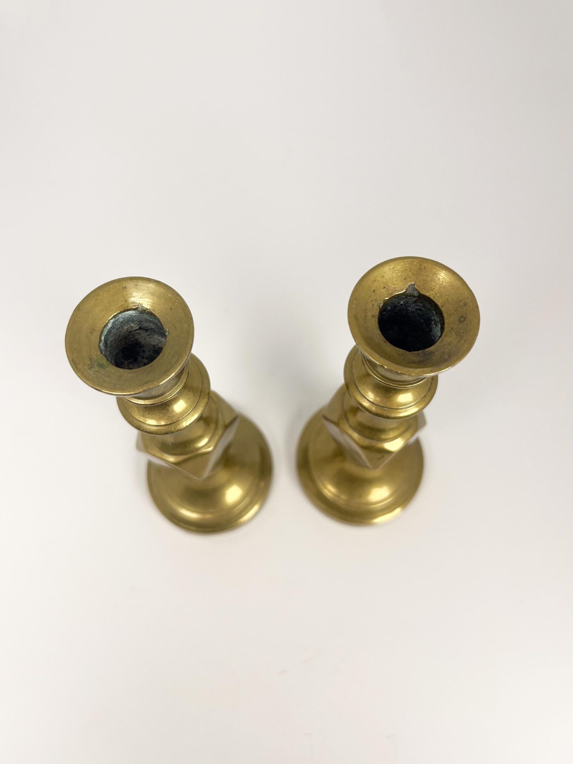 Vintage brass candlestick holders set