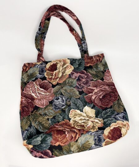 Vintage floral woven tapestry tote bag